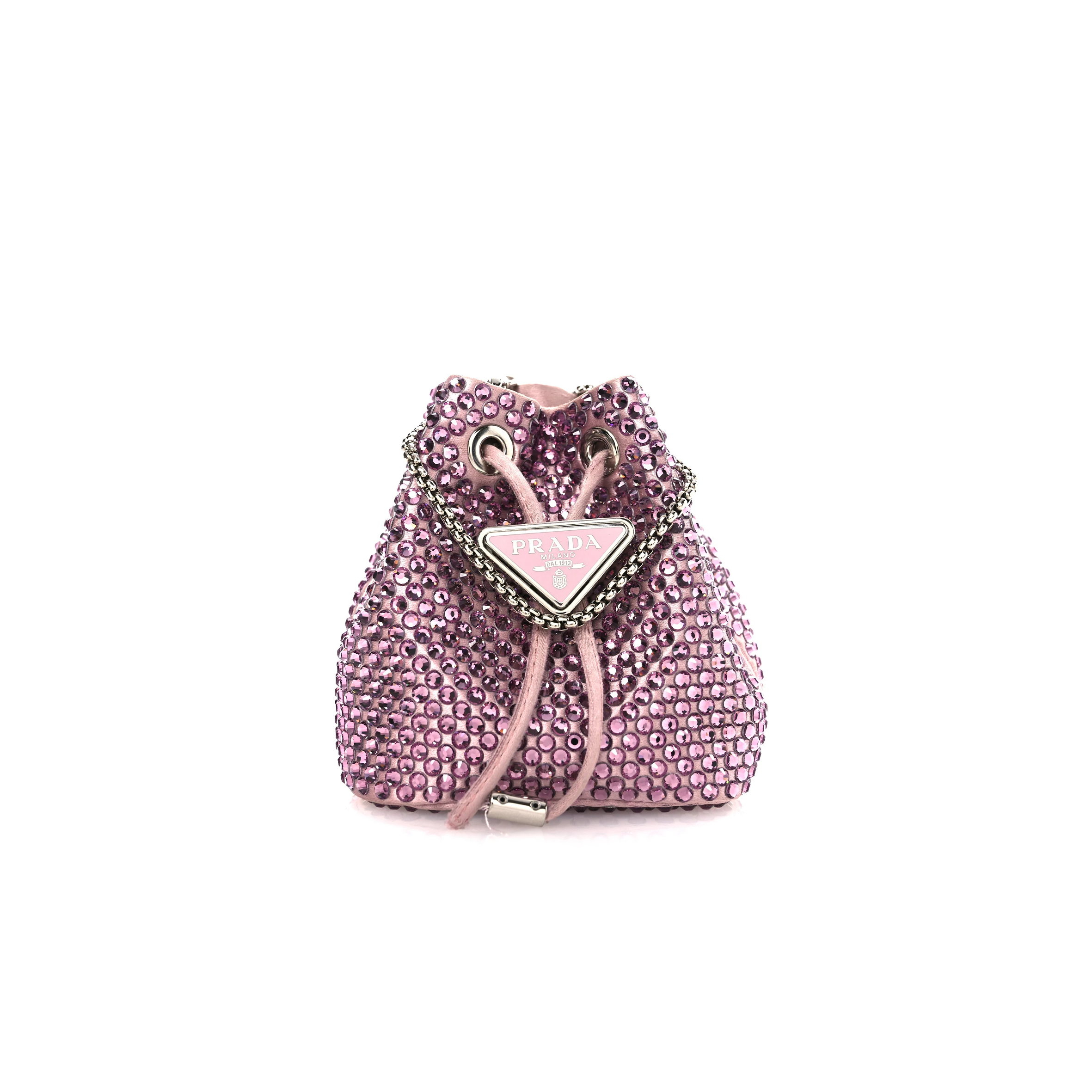 PRADA SATIN CRYSTAL DRAWSTRING MINI POUCH 1NP016 (9*9*6cm)